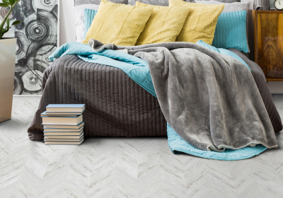 Пробковый пол Corkstyle Glue Chevron white